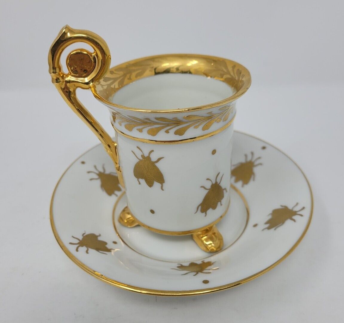 Limoges Demitasse Cup & Saucer Napoleonic Bee Sevres Style