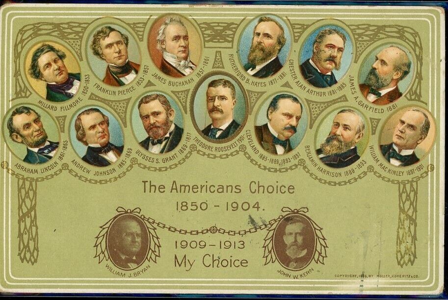 1909 The Americans Choice Postcard My Choice 1909-1913 William Bryan