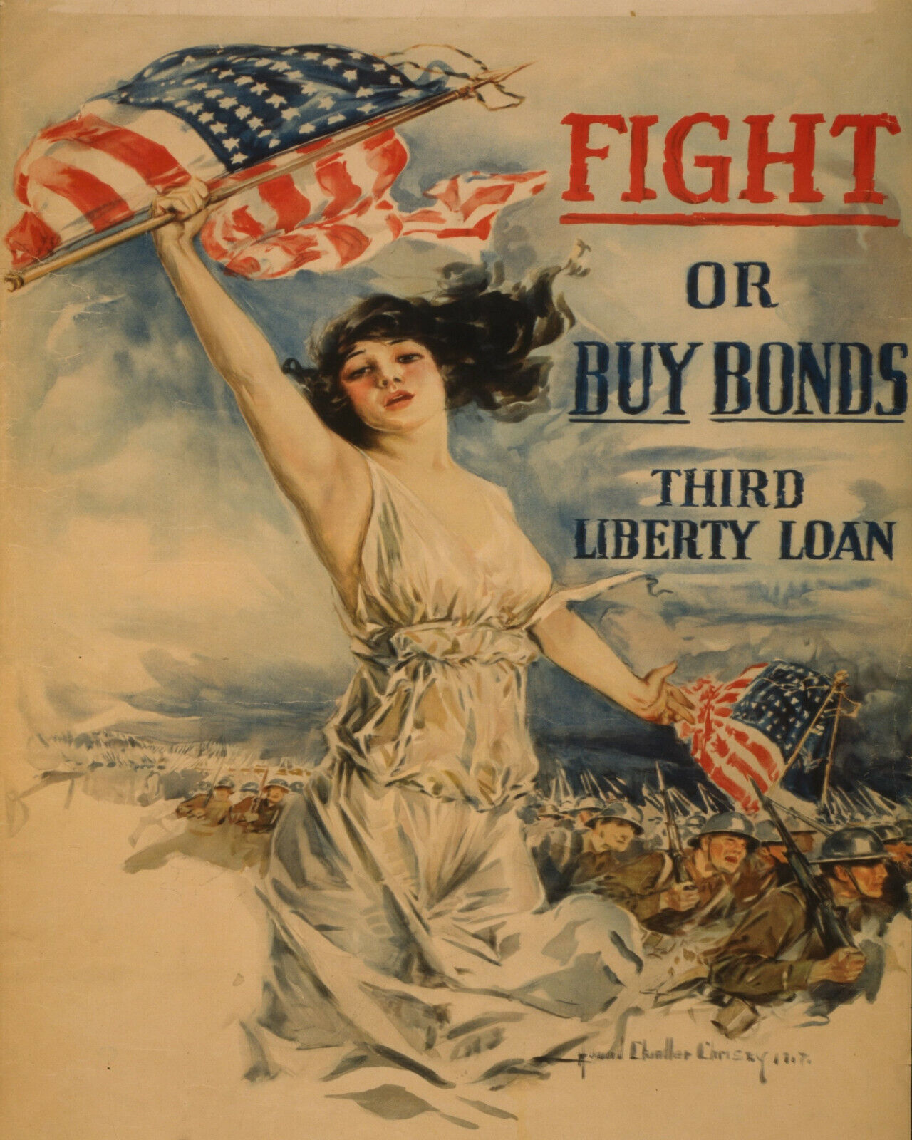 WW1 War Time Poster 8x10 Photo Fight or buy bonds Third Liberty Loan 1917