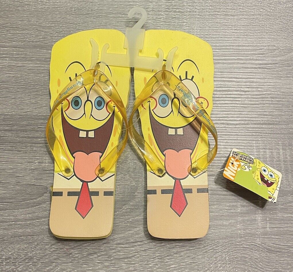 NOS Vintage SpongeBob SquarePants Adult  Size Large Flip Flops Sandals 2006