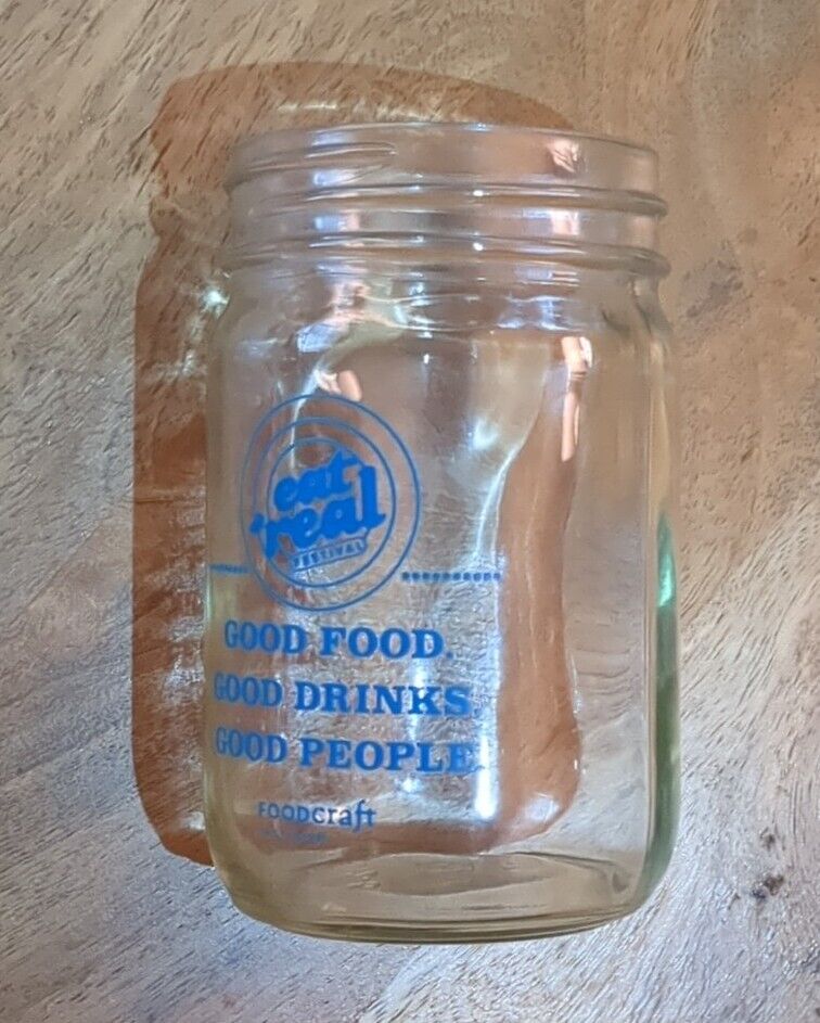 Vintage 2000s Food craft Institution Eat Real Festival Mason Jars Set Of Five