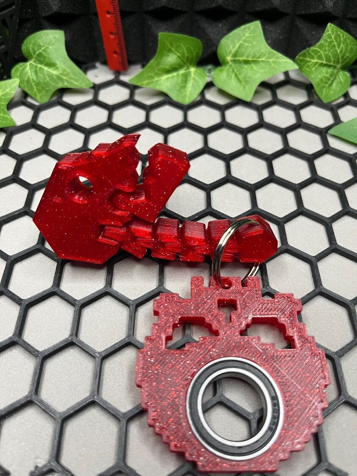 Keyrambit And Keychain Flexi Skull Red Glitter/TikTok/Infill 100%