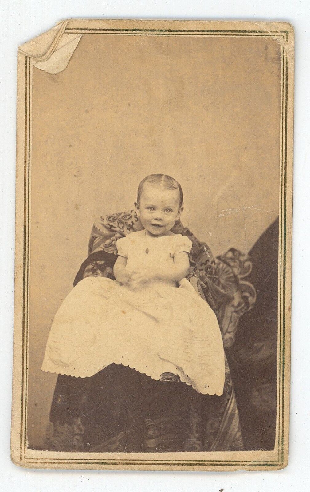 Antique CDV Circa 1860s Civil War Tax Stamp Adorable Smiling Baby  Boston, MA