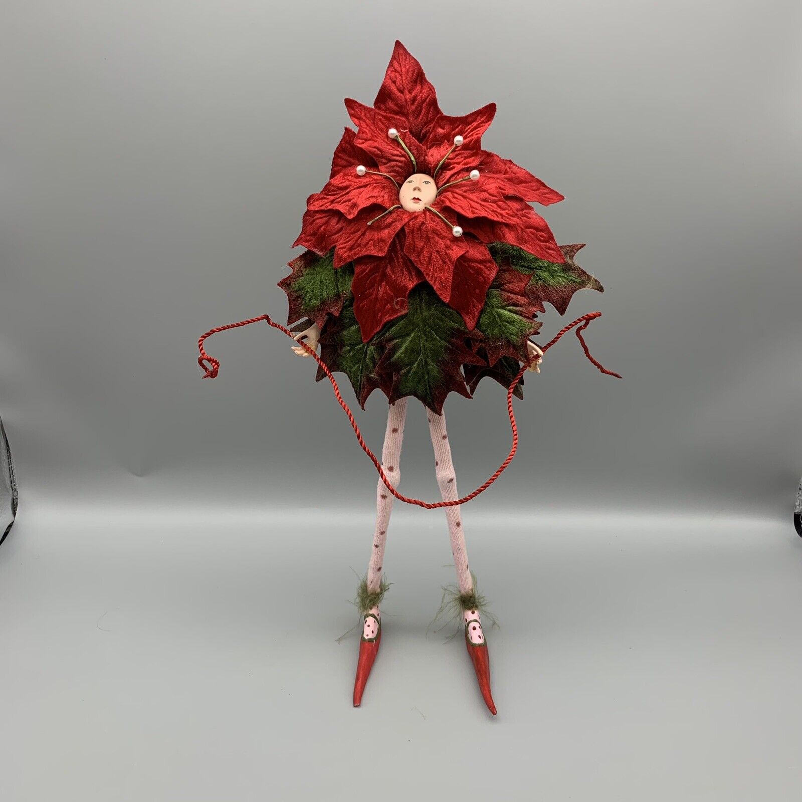 Vintage Dept 56 Patience Brewster Christmas Krinkles Red Poinsettia Figure 13” B