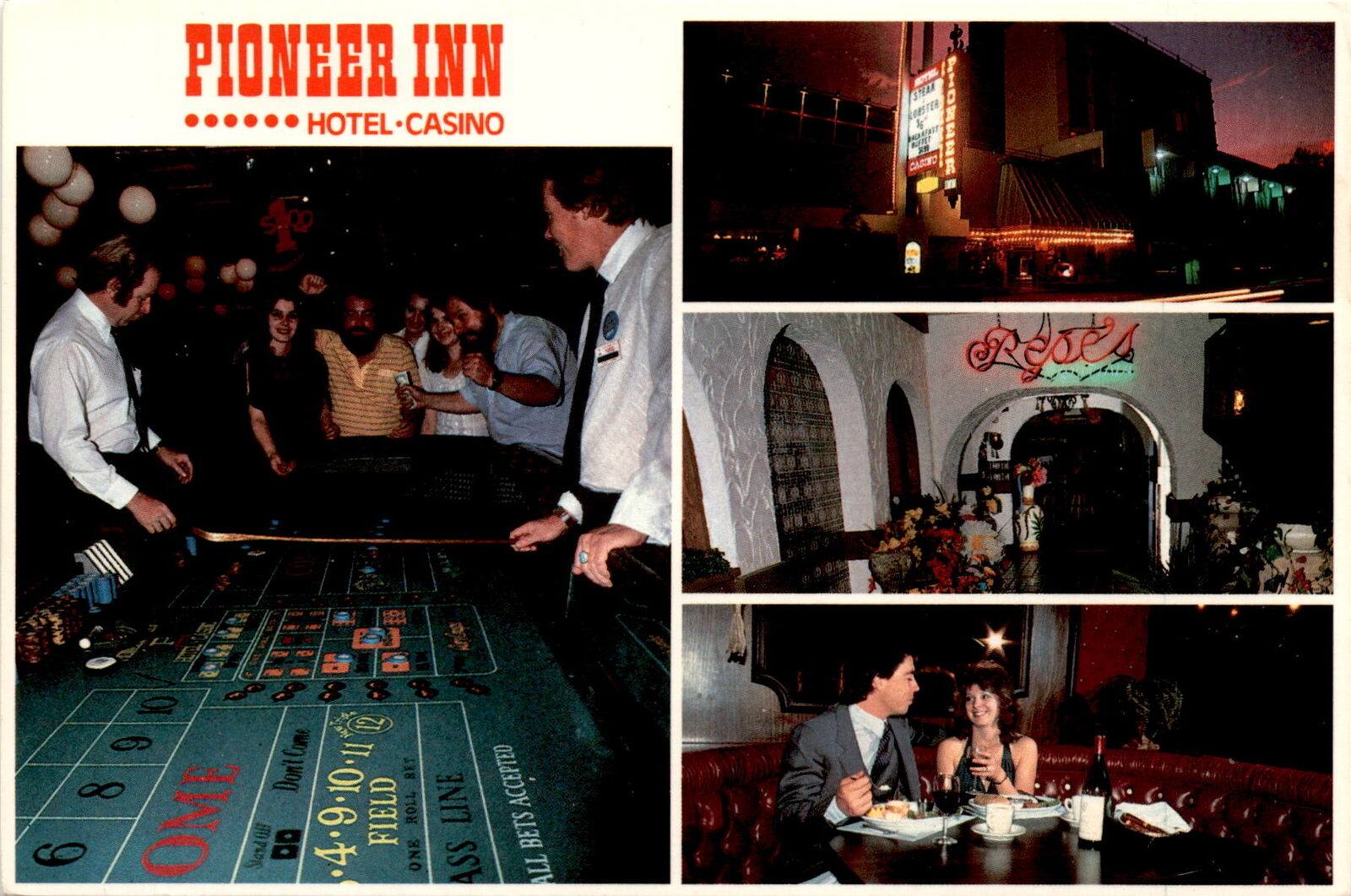 Pioneer Inn Hotel Casino, Reno, 252 rooms, rooftop swimming pool, 221 Postcard