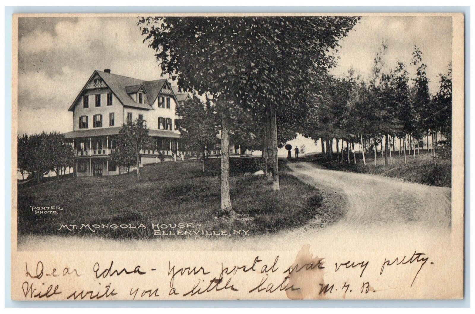 1909 Mt. Mongola House Dirt Road Trees Ellenville New York NY Antique Postcard