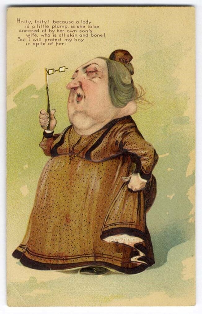 Plump MEAN MOTHER IN LAW Comic PFB Postcard c 1907 Embossed