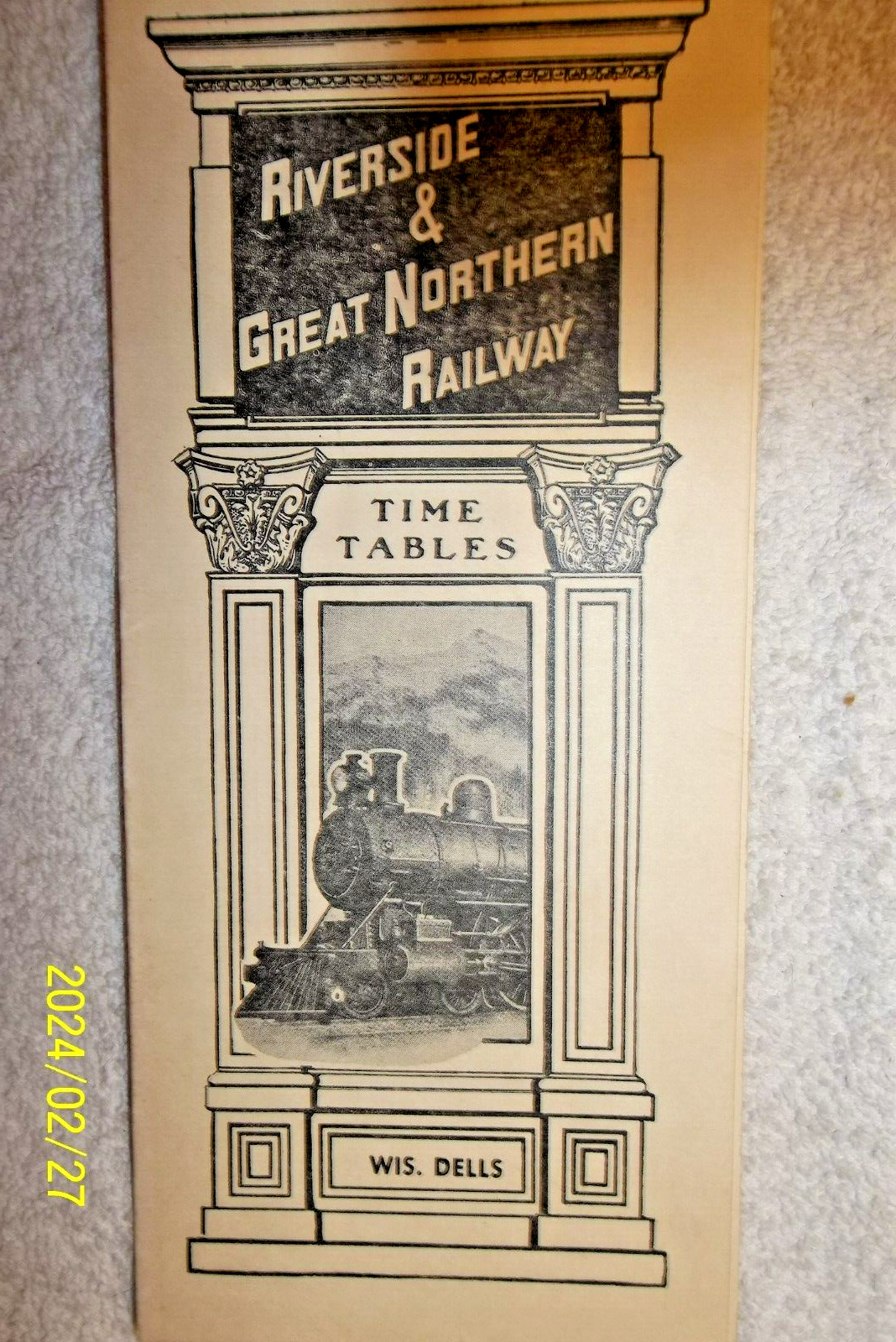 WISCONSIN DELLS RIVERSIDE & JULY 1953 GREAT NORTHERN RAILWAY TIMETABLE