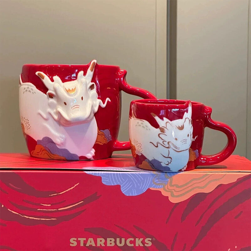 Presell Starbucks China 2024 Year Of The Dragon 12oz And 3oz Mugs Set With Box！