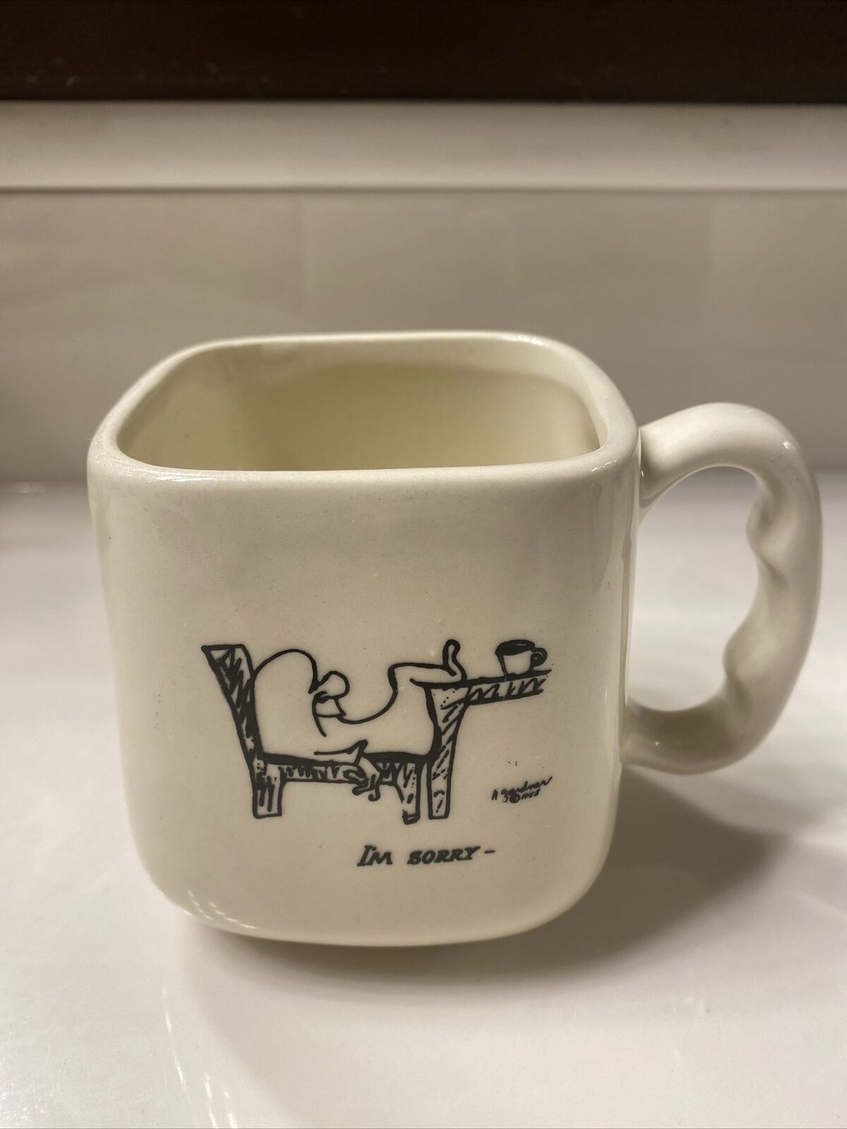 Coffee Mug Cup I\'m Sorry Cartoon by Garten Square Cream Black