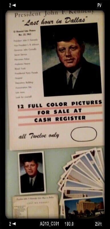 Authentic JFK 1963 assasination #12 postcard set with large poster and jfk photo