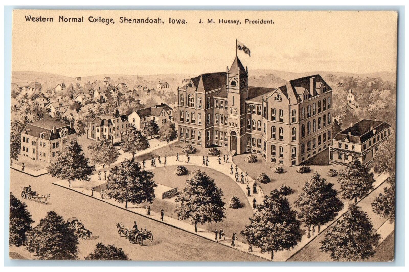 c1910\'s Aerial View Of Western Normal College Scene Shenandoah Iowa IA Postcard