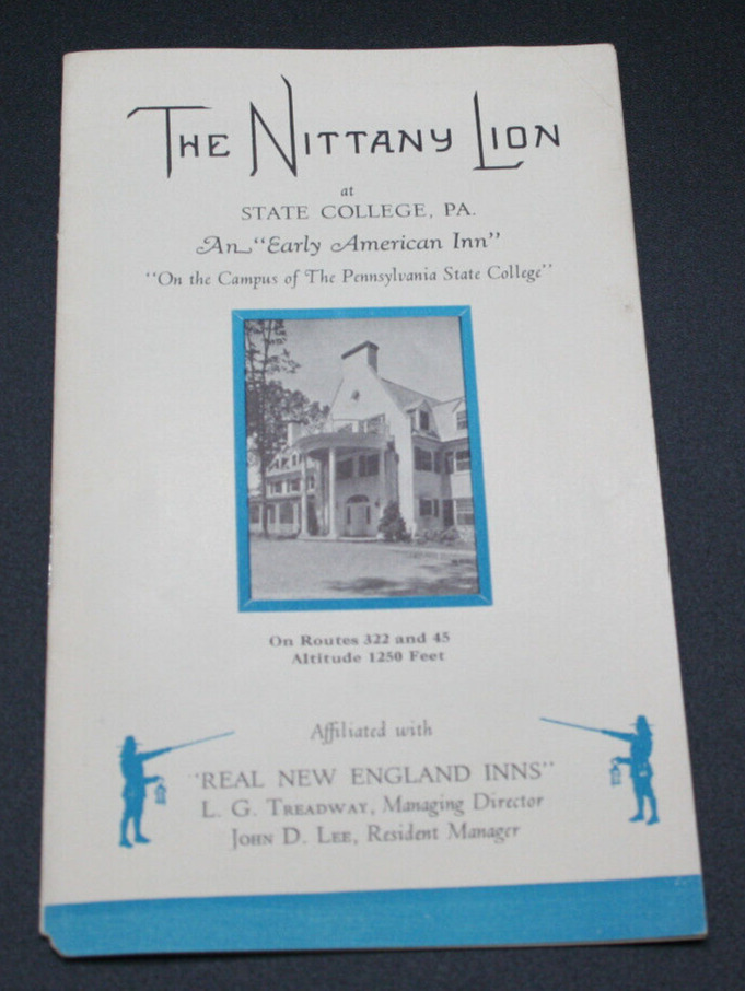 Vtg. 1936 Penn State Nittany Lion Inn Advertising Booklet w/ Photos of PSU