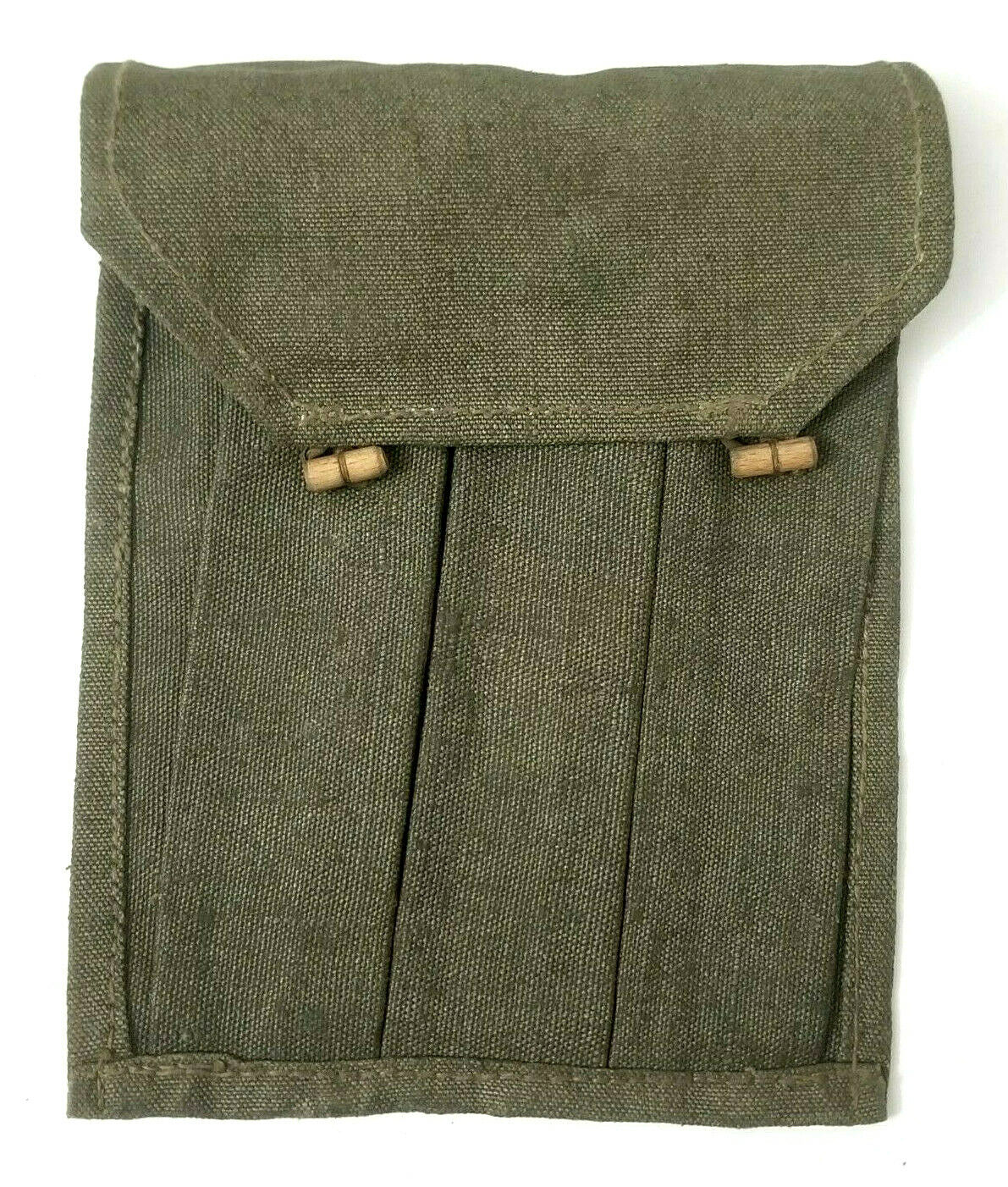 Vintage Polish Military PPS-43 Canvas Magazine Pouch With Wooden Toggle Closures