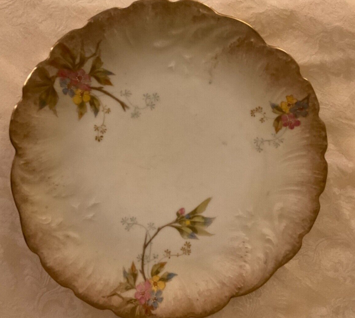 Vtg M Redon LIMOGES PLATE France Ornate Floral Hand Painted Pink Yellow Gold