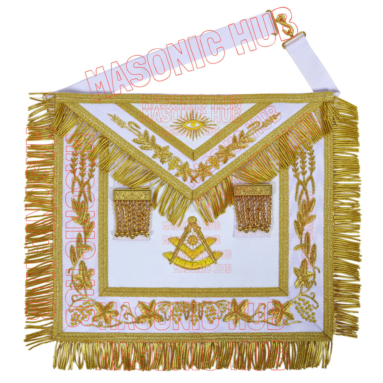 Craftsman-Made Masonic Past Master Apron Luxurious Lambskin Gold Bullion Threads
