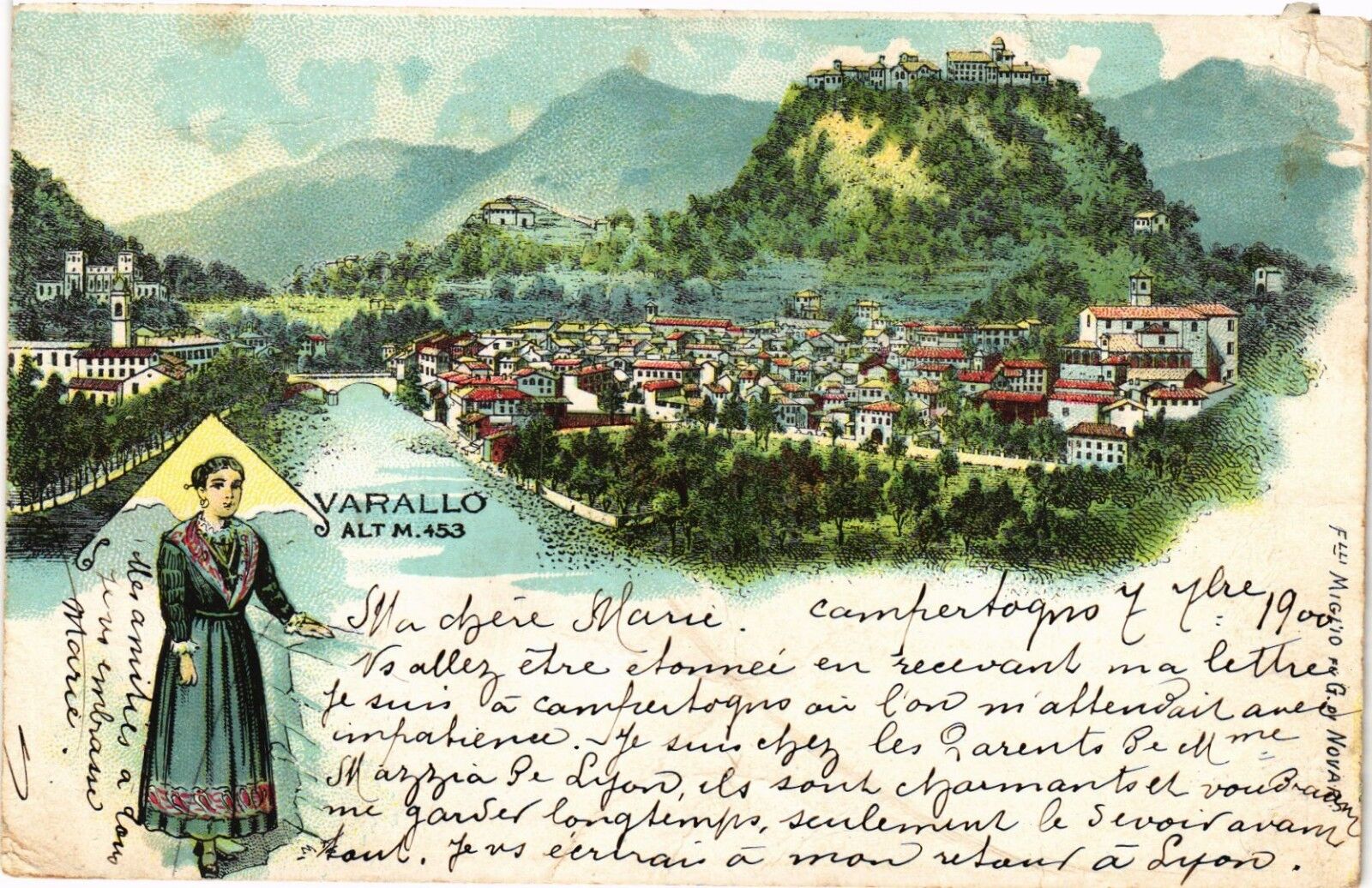 PC CPA ITALY, VARALLO ALT M.453, Vintage LITHO Postcard (B3738)