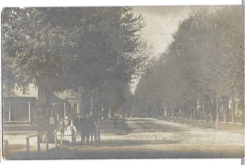 Napoleon, OH Ohio 1911 RPPC Postcard, Washington Street Scene