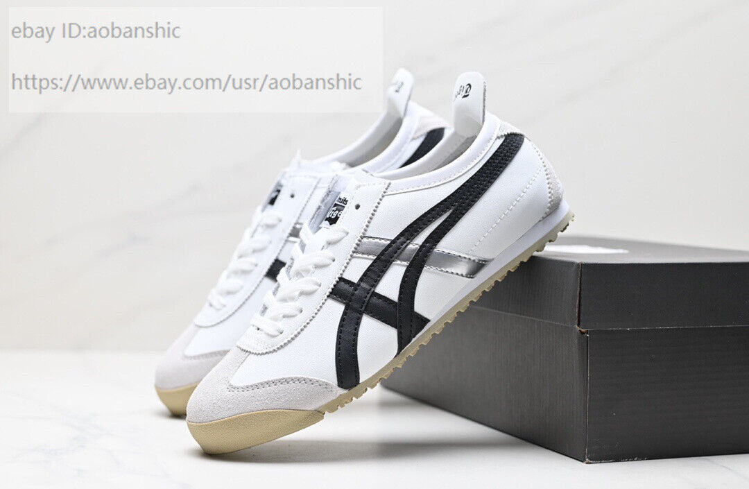 NEW Onitsuka Tiger MEXICO 66 Sneakers D508K White/Black Silver Shoes Unisex
