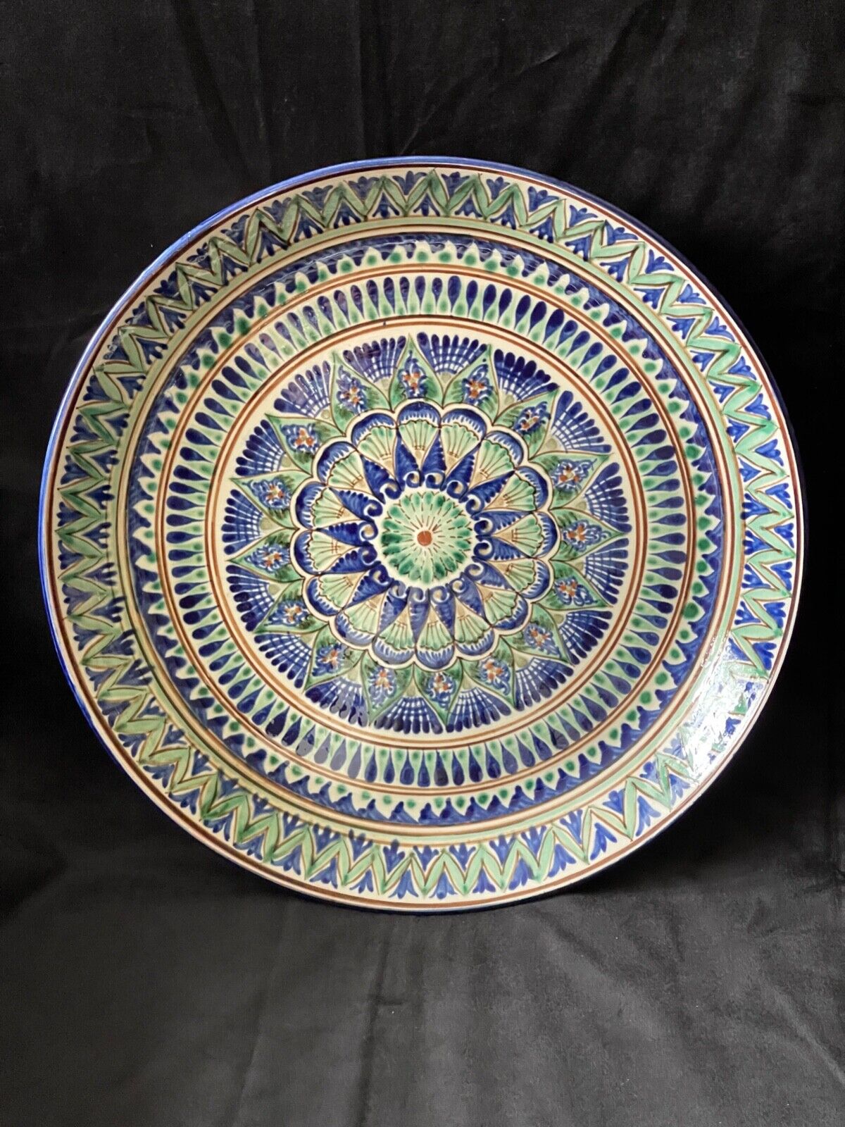 Blue Clay large handmade plate Ceramic large handmade plate diameter 14.25 in