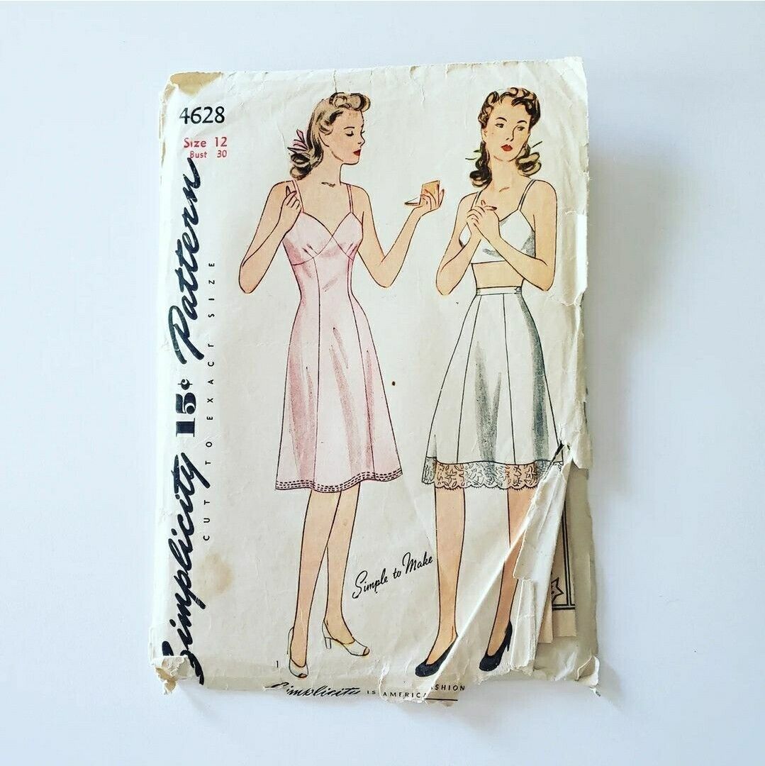 1940s Vintage Simplicity 4628 Dress Slip Sewing Pattern