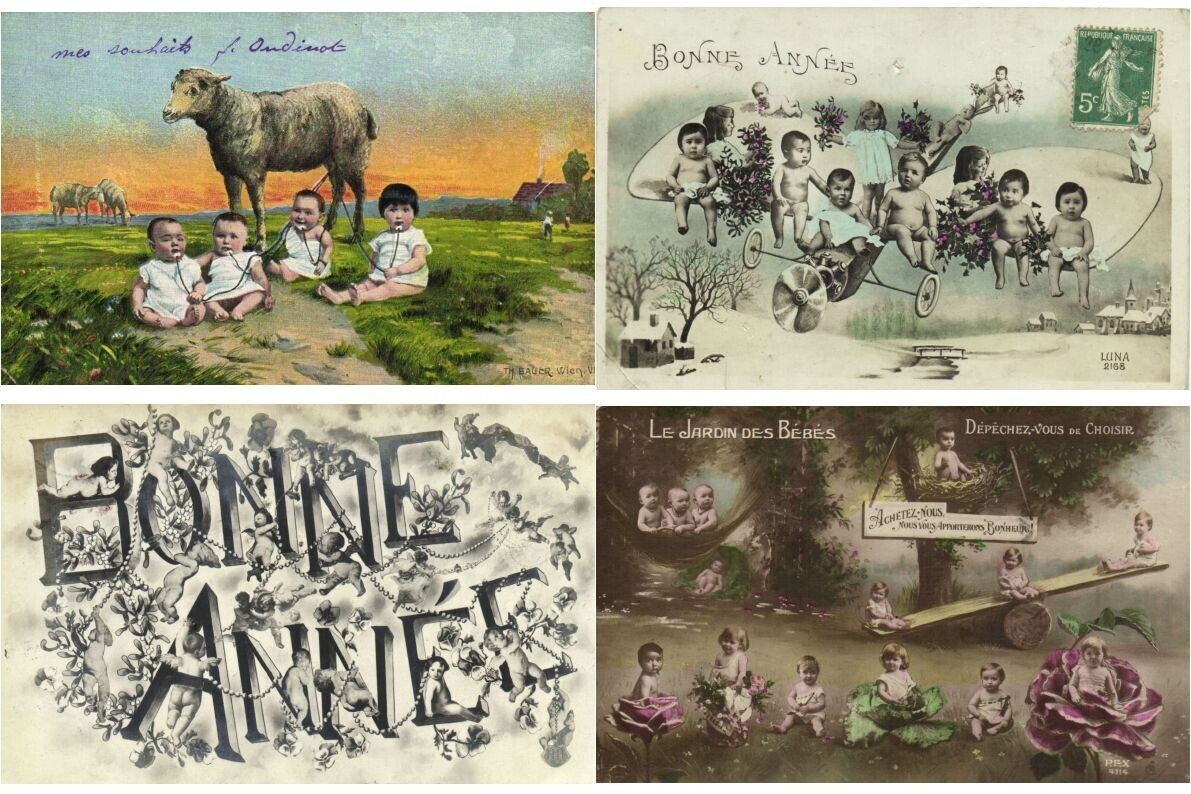 MULTIPLE BABIES CHILDREN 48 Vintage Postcards Mostly pre-1930 (L6664)