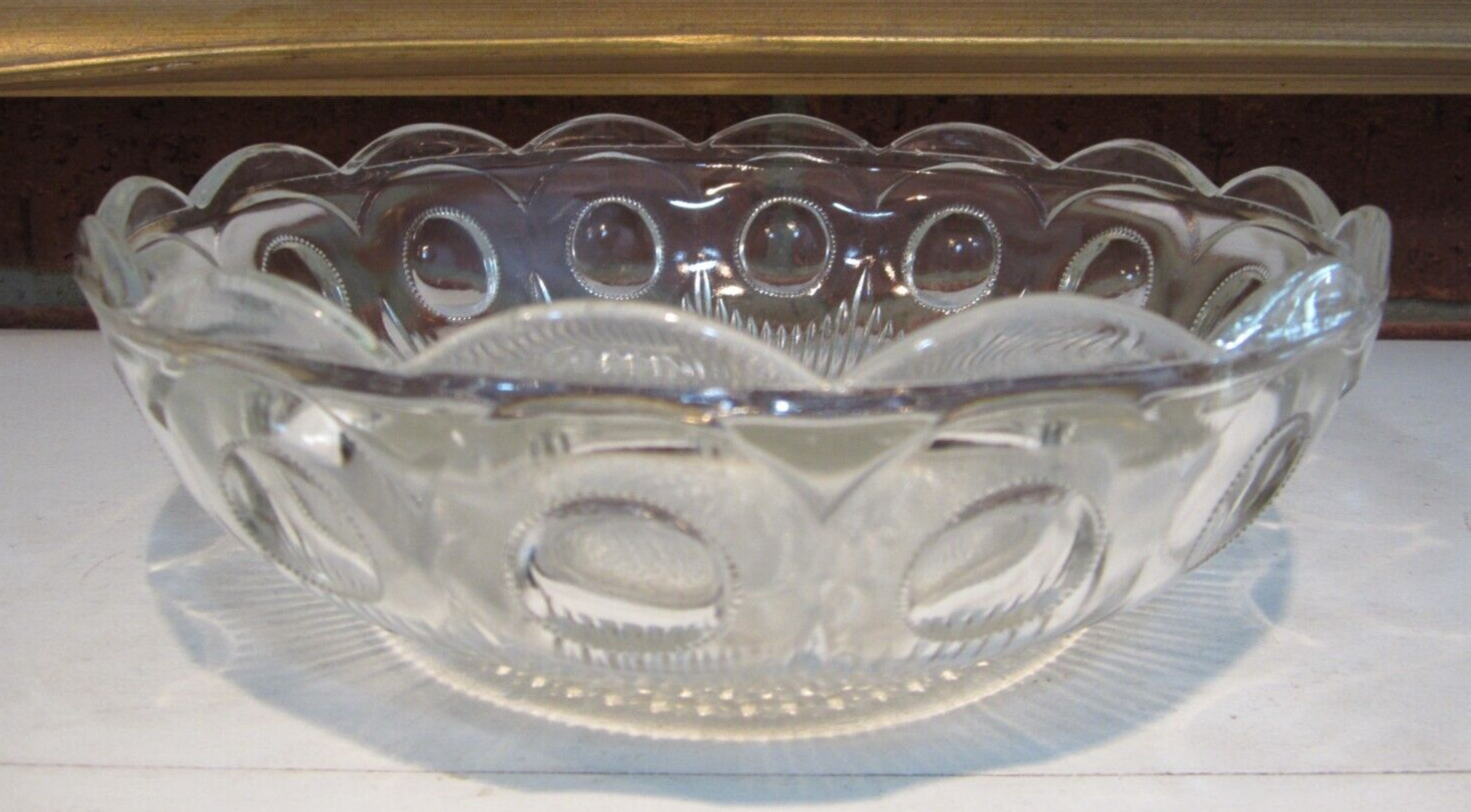 Vintage Clear Glass Scalloped Edge 8 Inch Bowl Ornate Unique Design Gorgeous