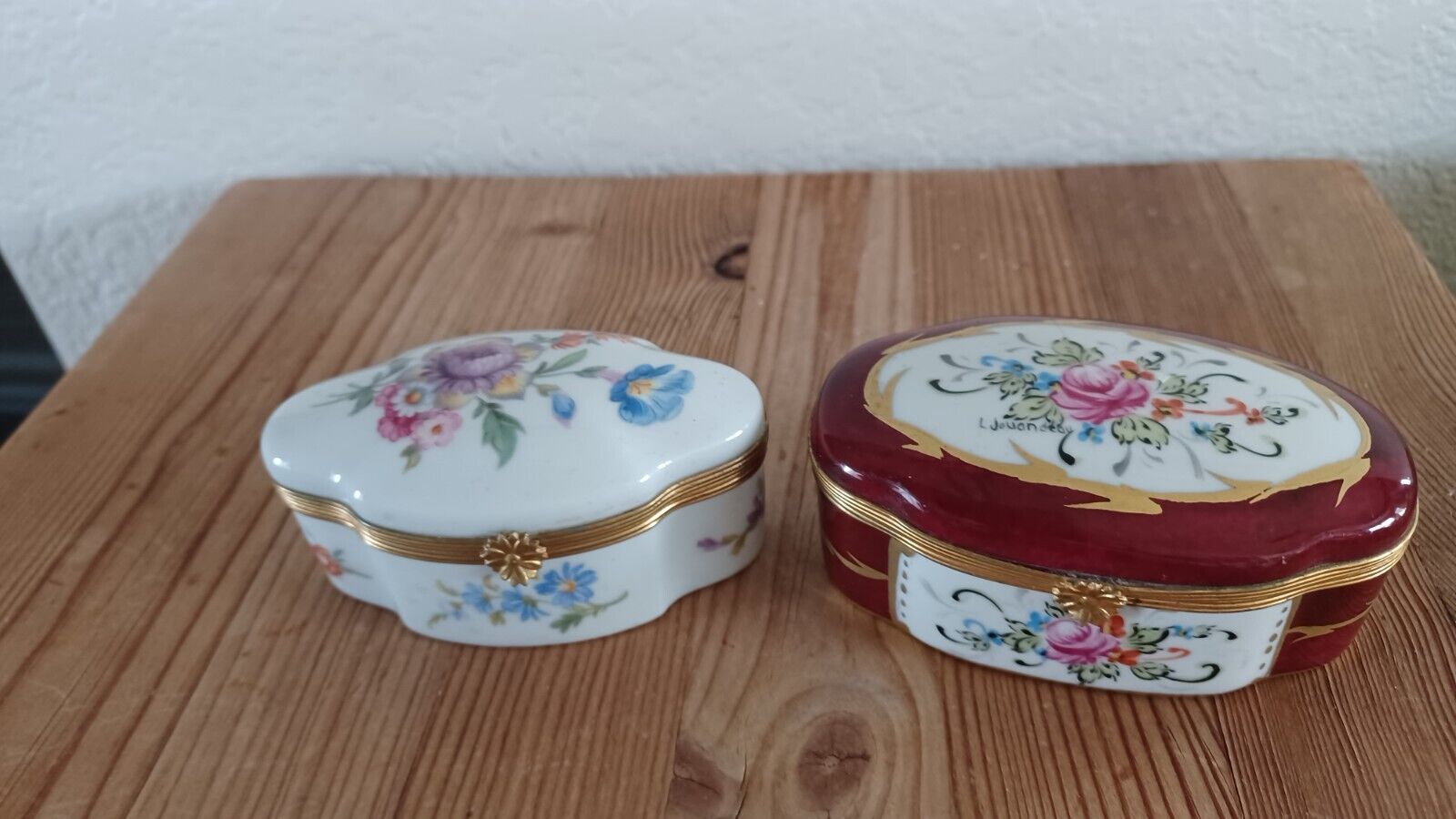 Vintage Limoges Floral Trinket Boxes