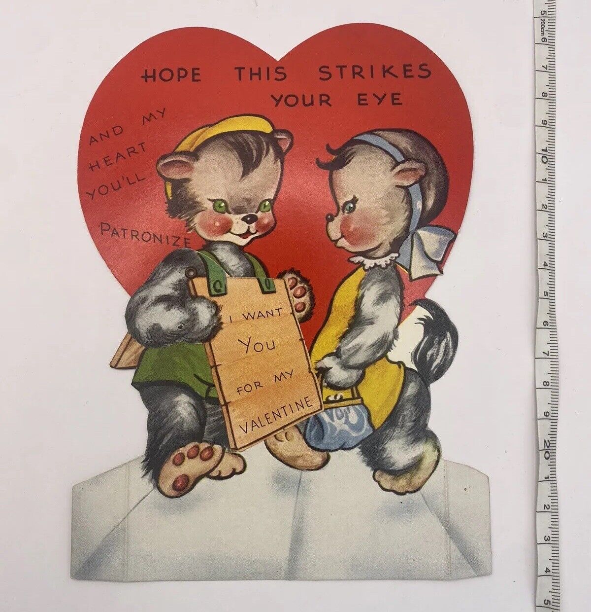 Antique Valentine Mechanical Teddy Bears On Strike USA Kitsch Vintage Americard