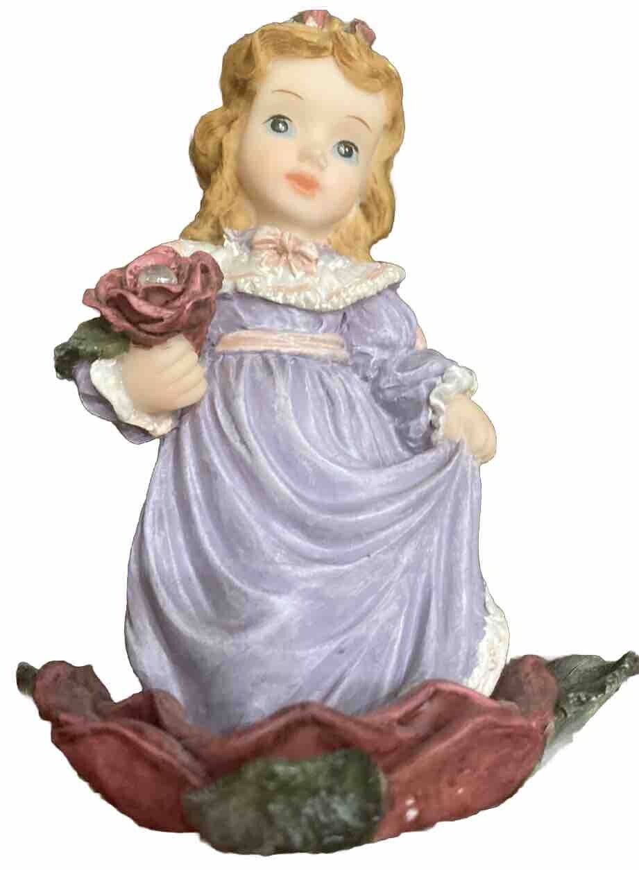Vintage Purple Pageant Girl Roses Figurine
