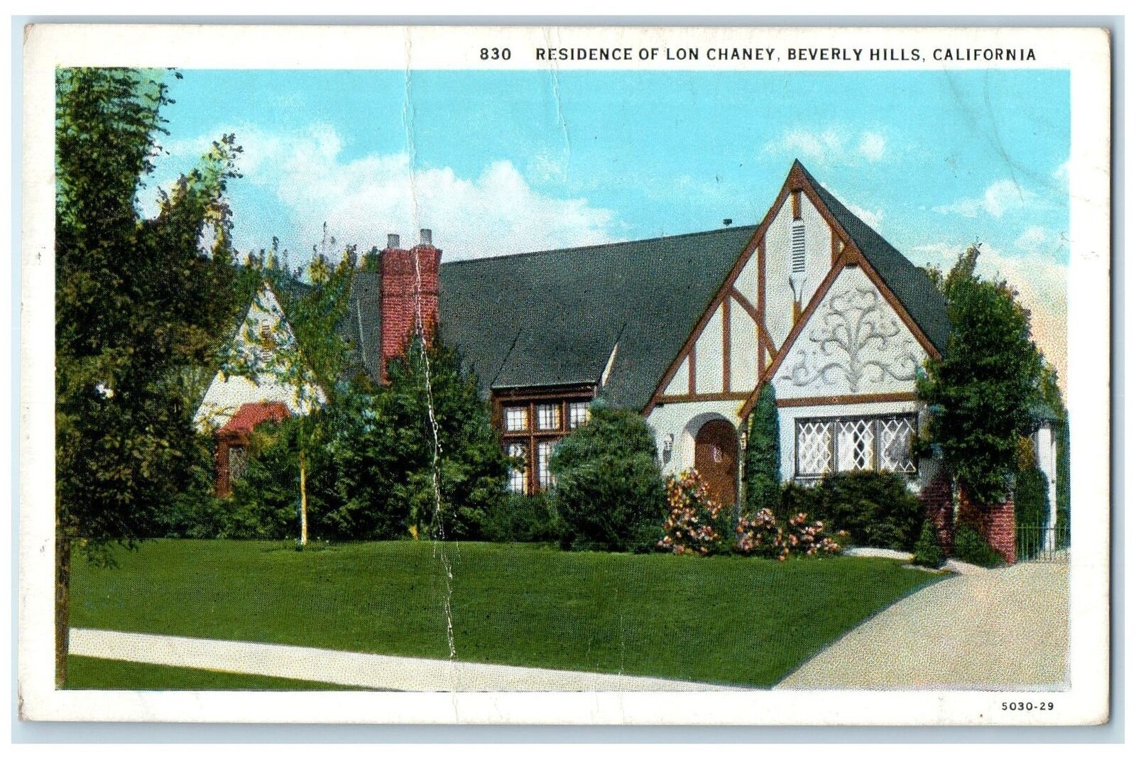c1940's Residence Of Lon Chaney Beverly Hills Los Angeles California CA Postcard