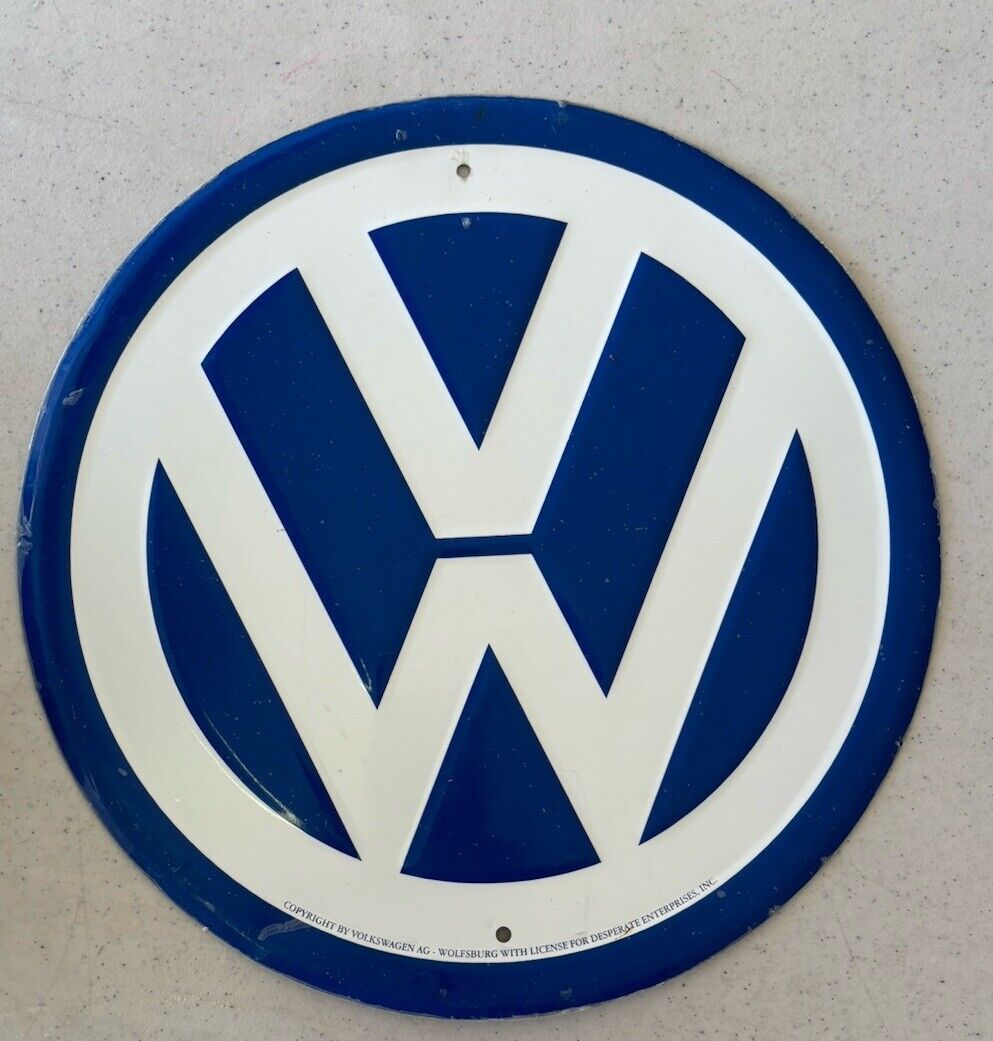 Rare VW VOLKSWAGEN AG LOGO METAL SIGN WOLFSBURG TIN 12\