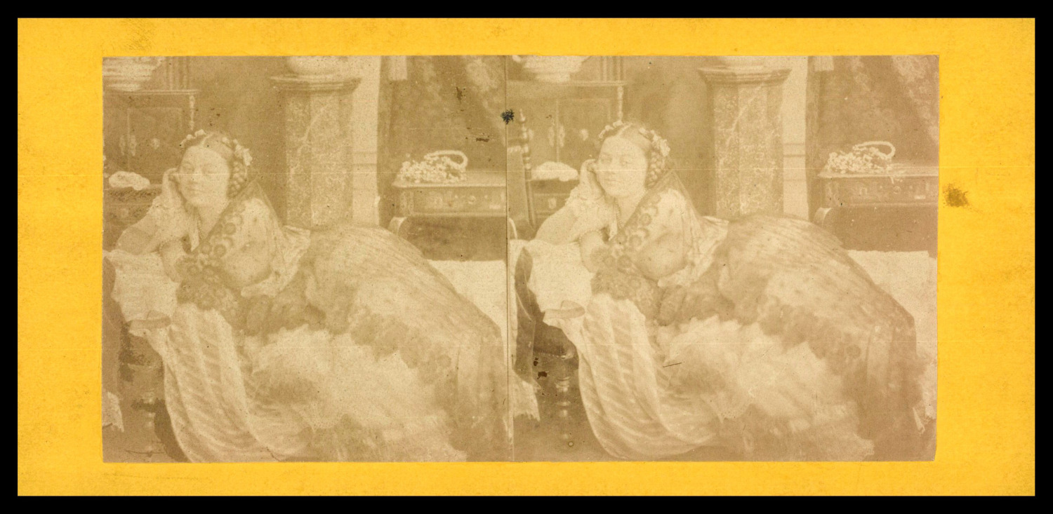 Women Lying, ca.1870, Stereo Vintage Stereo Print, Era Print