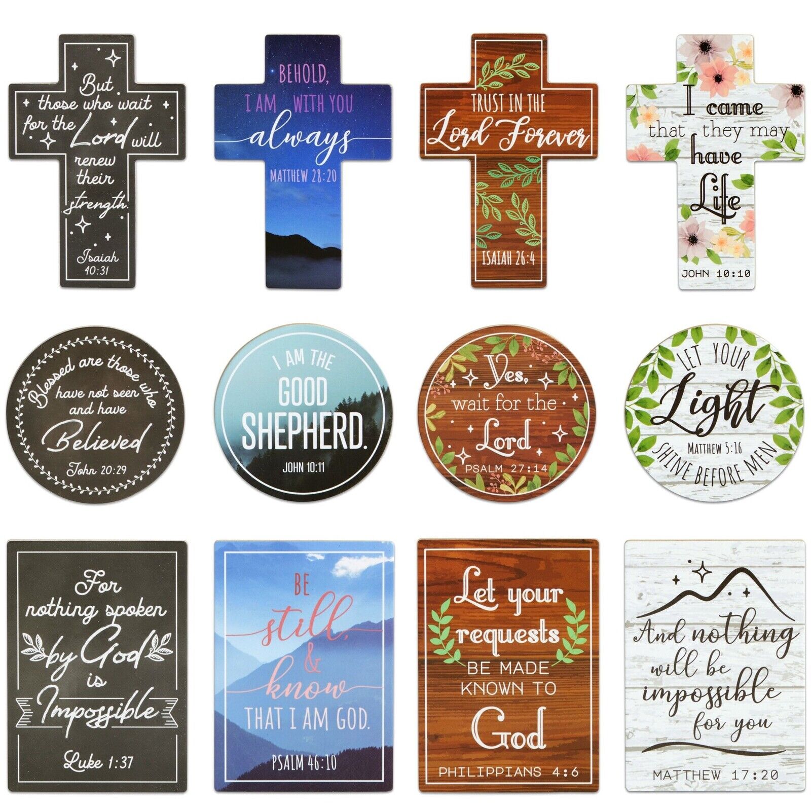 12 Pack Inspirational Refrigerator Magnets with Bible Verses