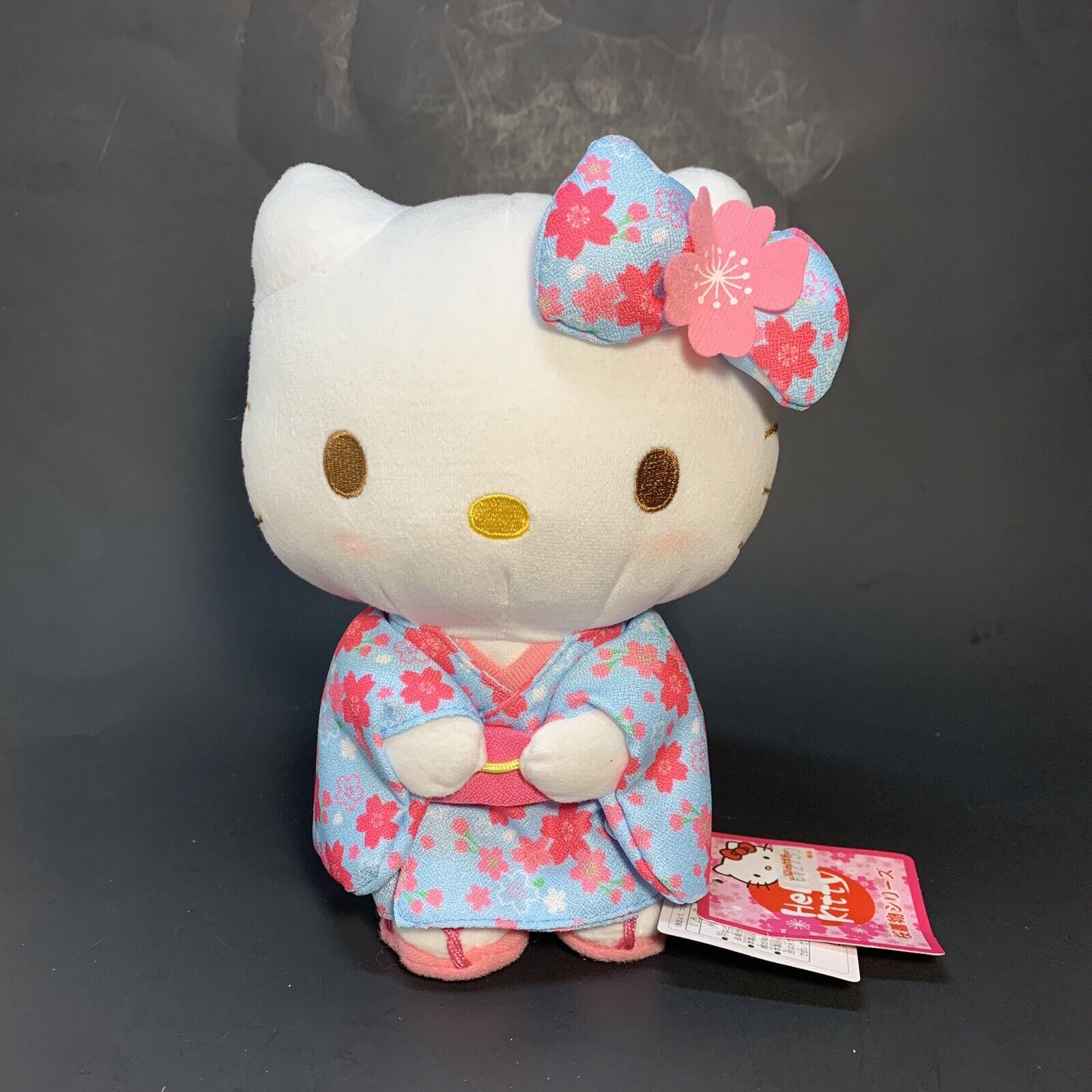Sanrio Character Hello Kitty Stuffed Toy Sakura Kimono Blue Plush Doll Japan
