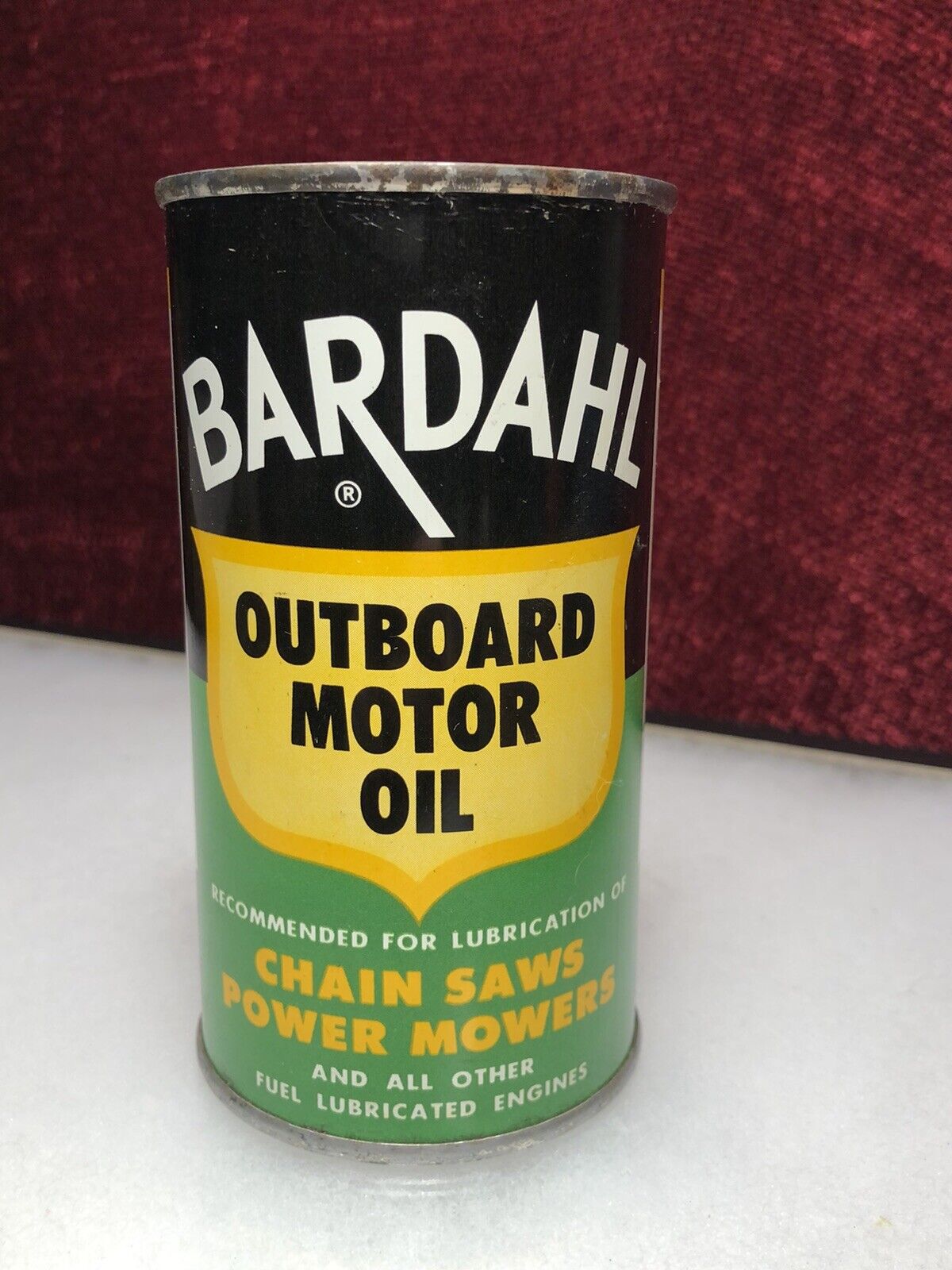 Vintage Bardahl Outboard Boat Chain Saw Motor Oil Can Full Seattle Washington