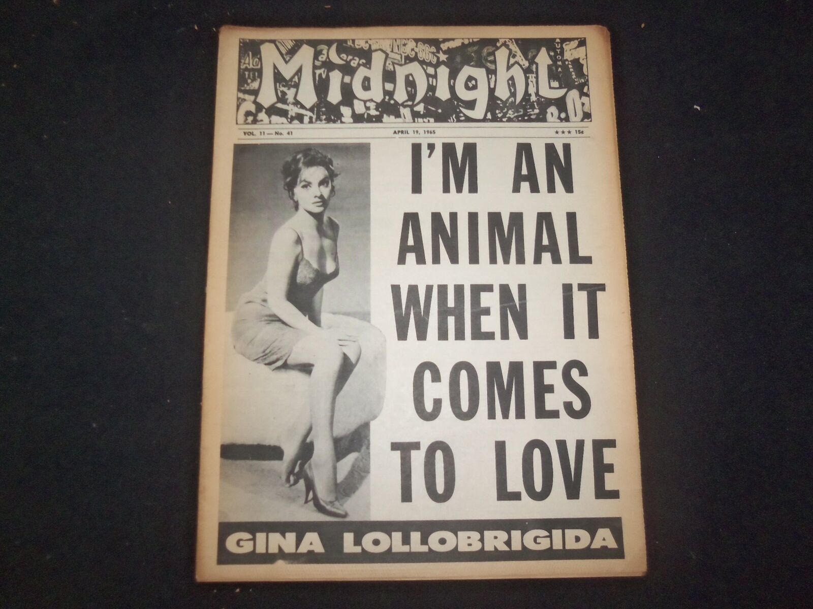 1965 APRIL 19 MIDNIGHT NEWSPAPER - GINA LOLLOBRIGIDA - NP 7341