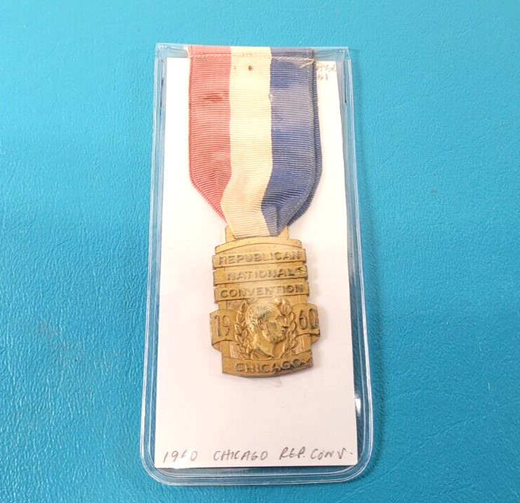 Vintage Chicago ILL Republican Convention Medal Ribbon Hallmarked Crafters Co.