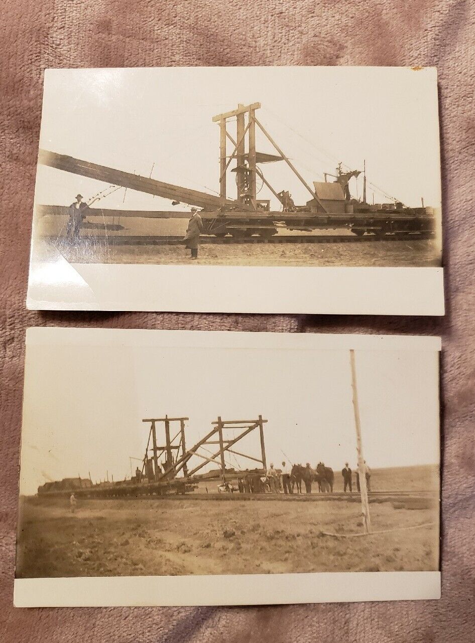 RARE Antique RPPC of Early Railroad Work In Brady, Nebraska. 