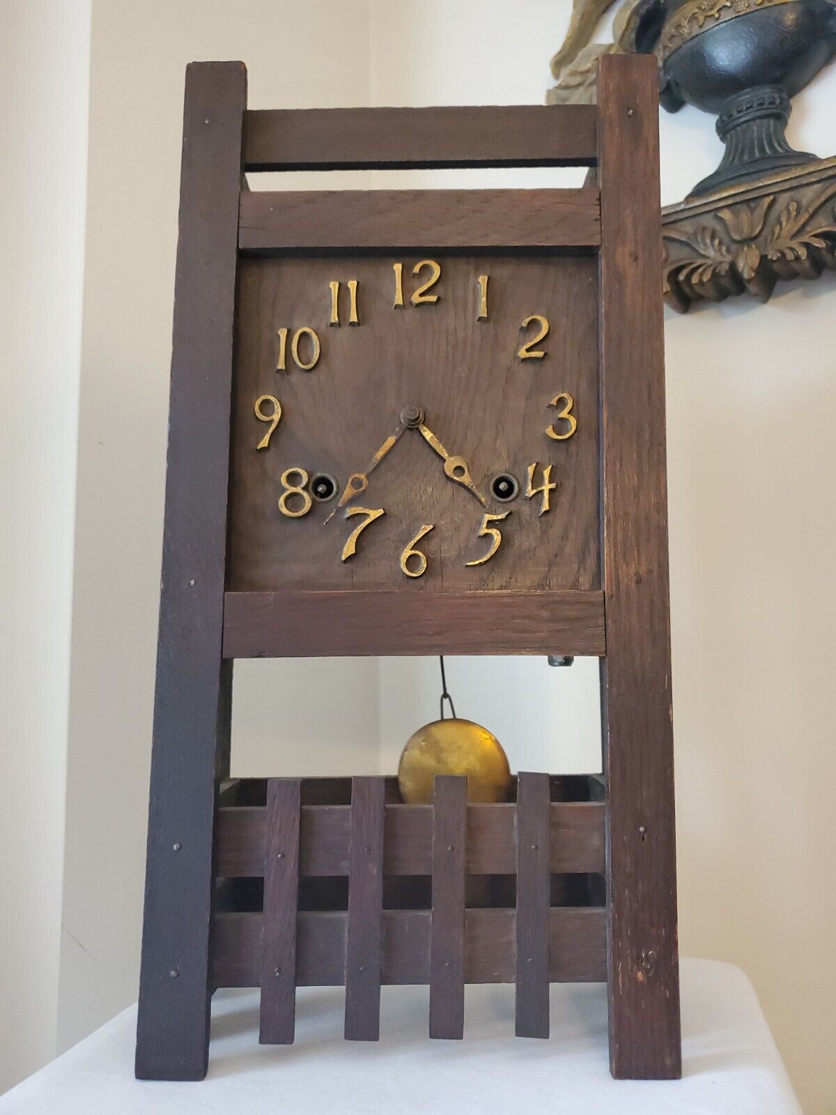 Antique Sessions 8 Day Mantel Clock Missions Style Oak Quatersawn WORKS