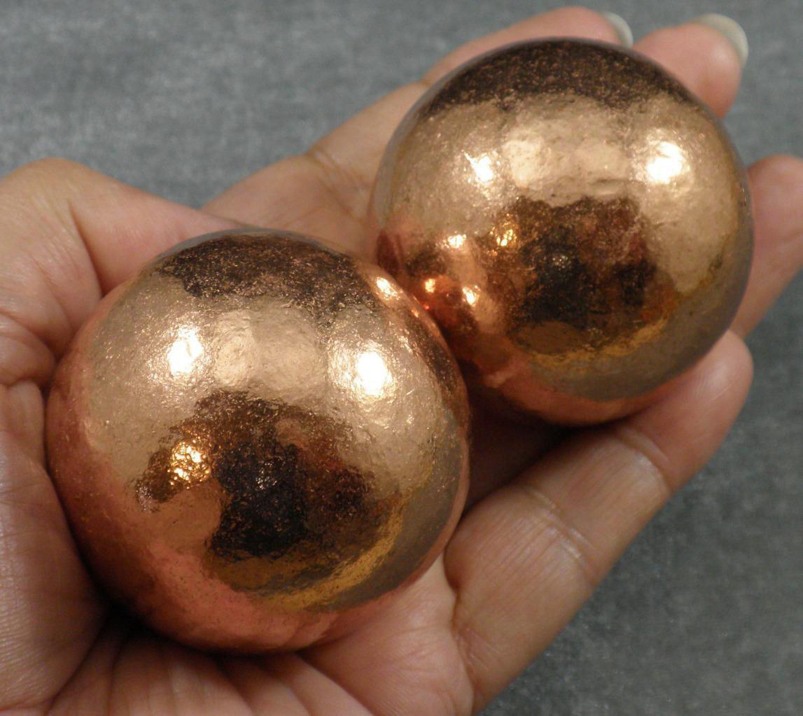 Two 50mm 2 inch Native Copper Sphere Ball Specimen 99.9% Pure Michigan USA pair