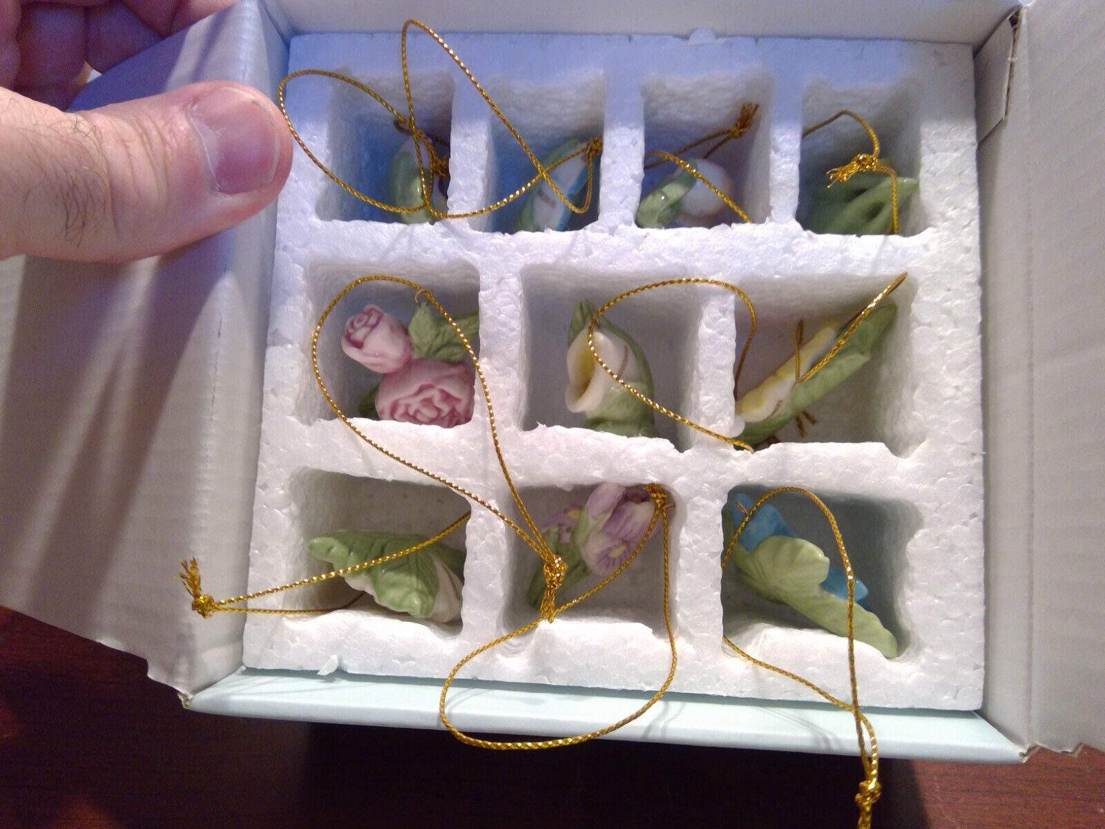 Boxed Set of 10 Lenox China Miniature Celebrate Flowers Ornaments