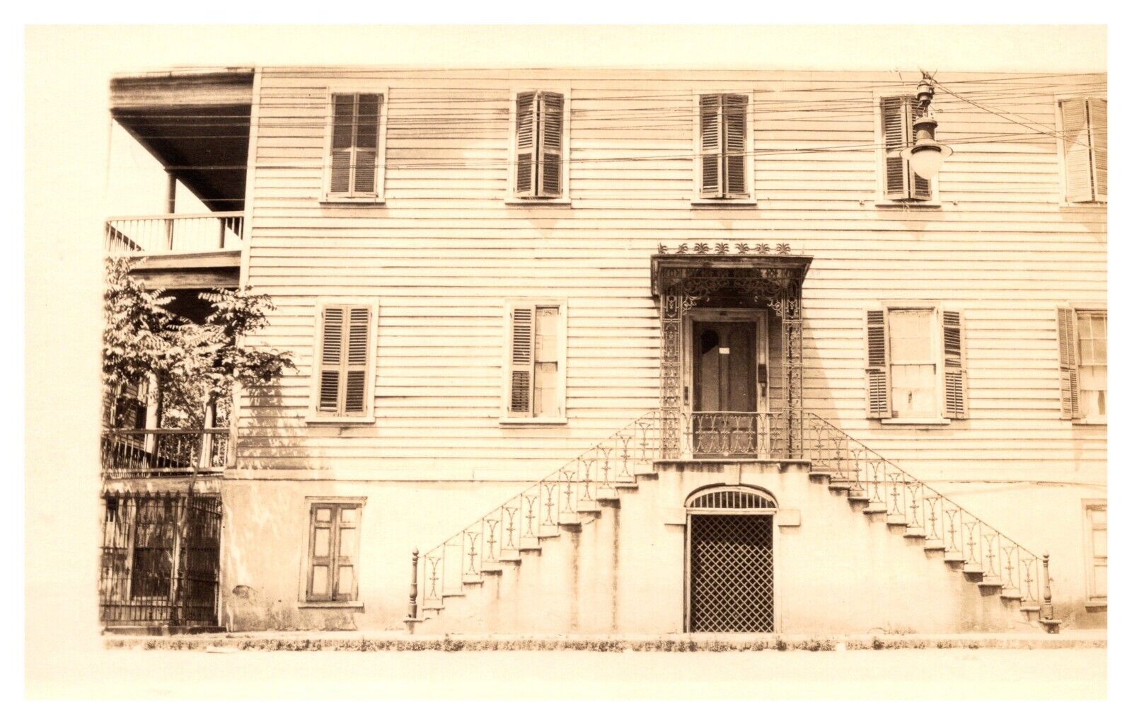 postcard double stairway to entrance of house RPPC A0878