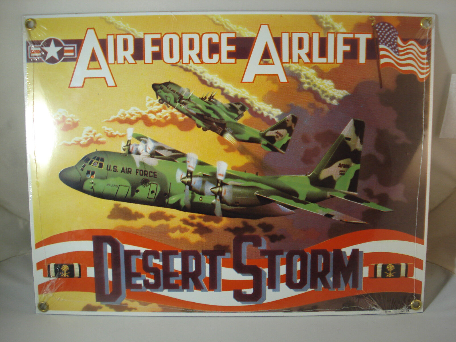 C130 Hercules Desert Storm Air Force Porcelian Sign Gameroom Cabin Garage 101