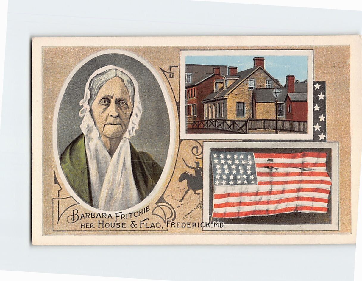 Postcard Barbara Fritchie Her House & Flag Frederick Maryland USA