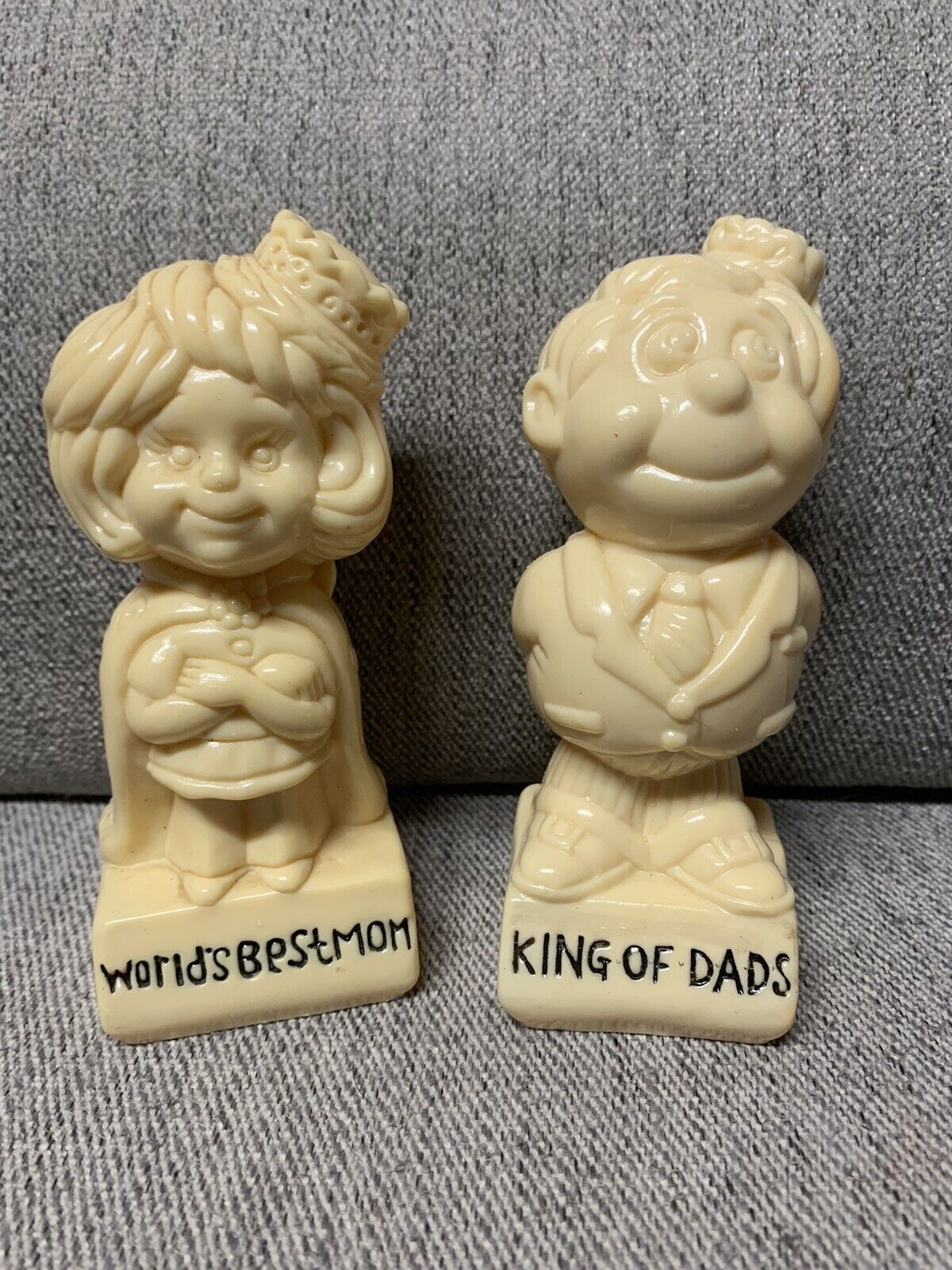Vintage 1970\'s Hong Kong Figure Worlds Best Mom King Of Dads 5” Lot Of 2 Mothers