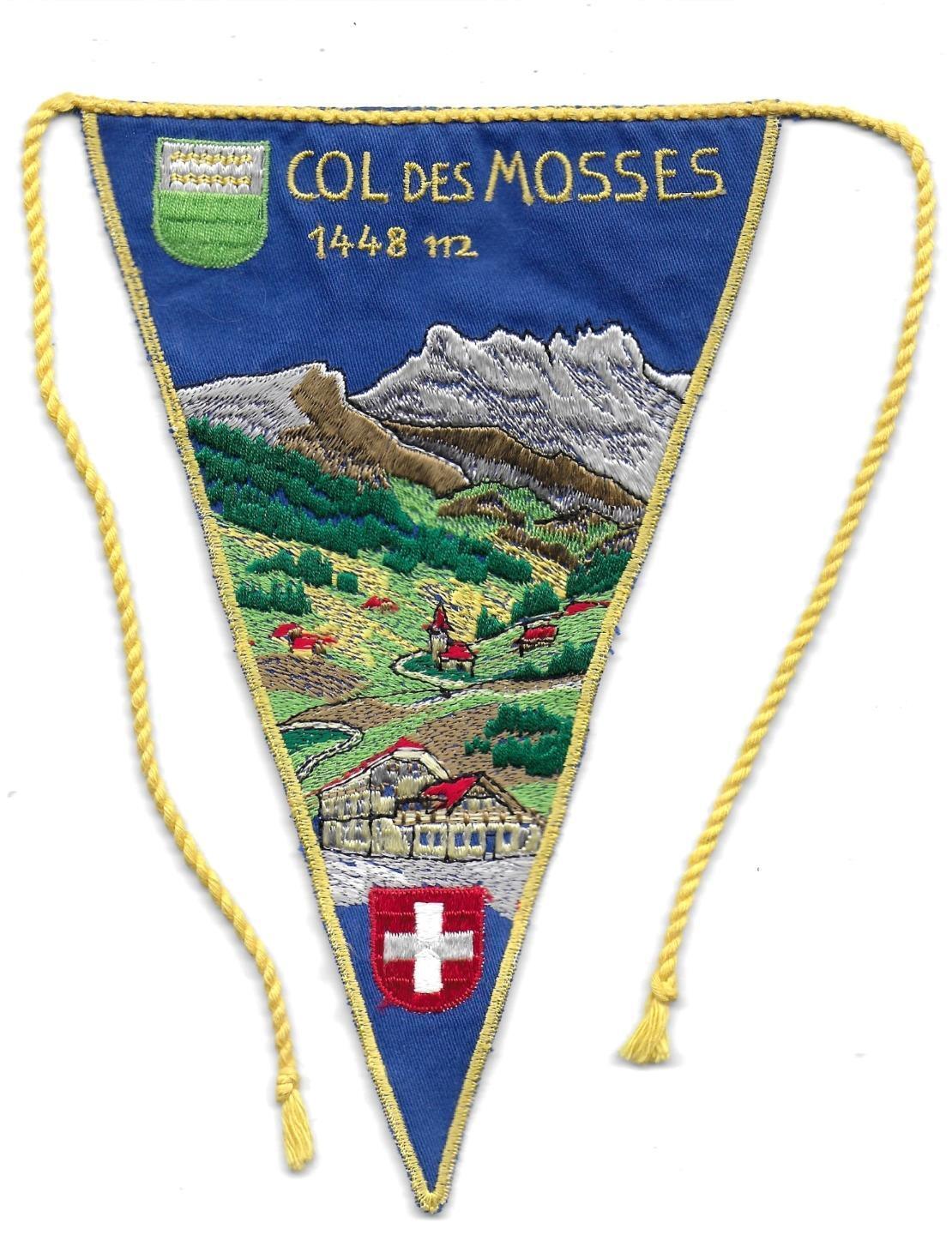 Col des Mosses Switzerland Schweiz Suisse Vintage Embroidered Pennant 1448 m