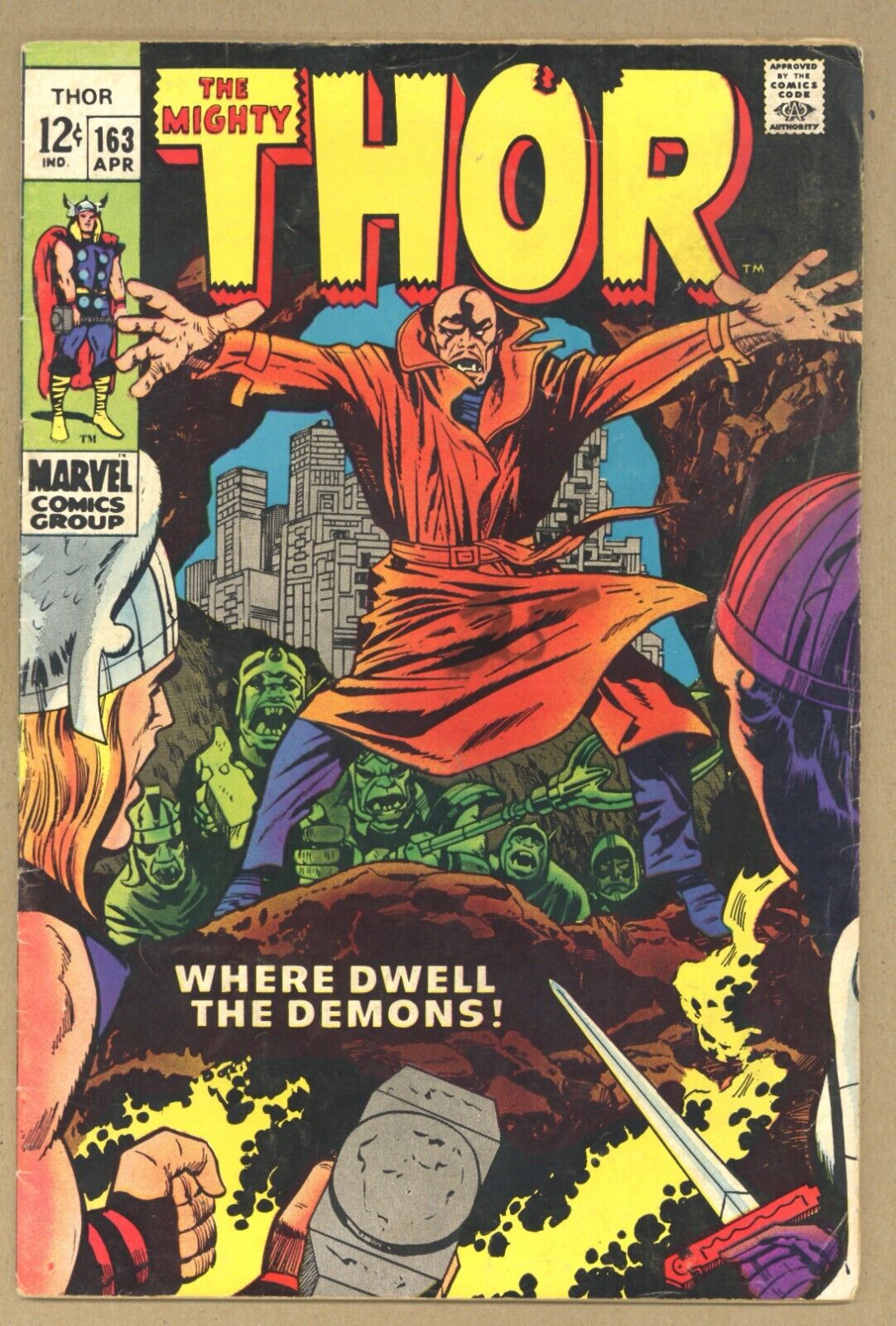 Thor 163 (VG+) Kirby 2nd ADAM WARLOCK CAMEO 1st Mutates PLUTO 1969 Marvel X829
