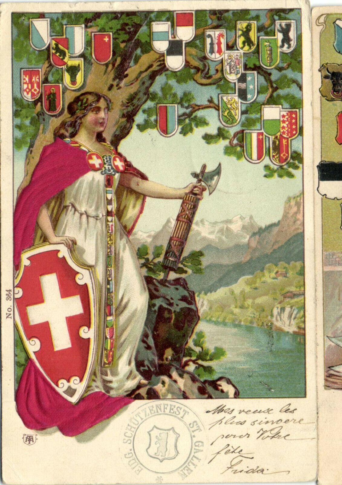 PC CPA SWITZERLAND, PROPAGANDA, COAT OF ARMS, EMBOSSED Postcard (b16601)