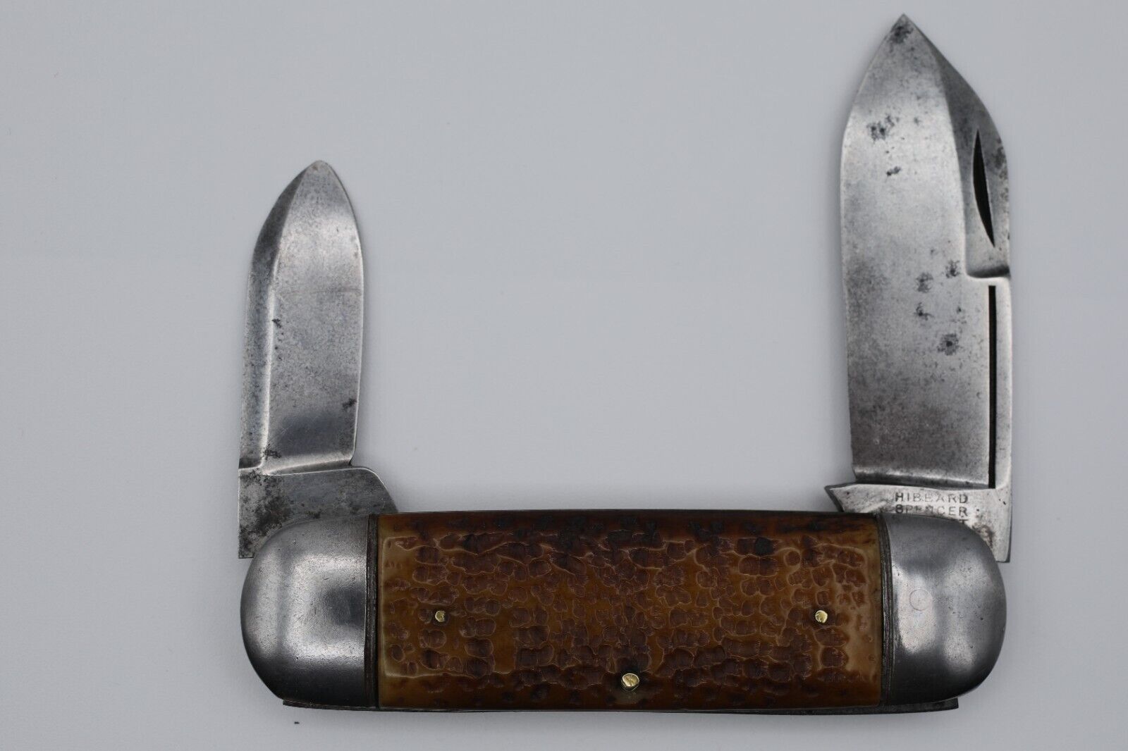 Vintage HIBBARD SPENCER BARTLETT & Co. 2 blade Sunfish/Elephant Toenail Knife
